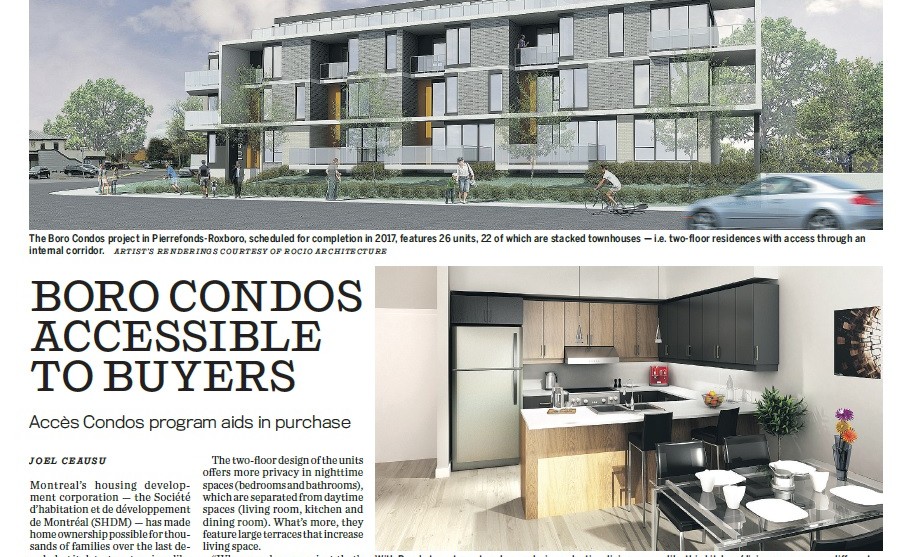 BORO et Accès Condos présentés dans le Montreal Gazette